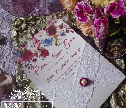 Multicolor vadvirágos esküvői meghívó 