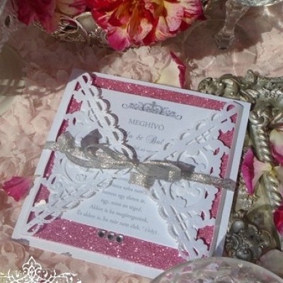 Esküvői meghívó glitterekkel  - Csupa ragyogás -