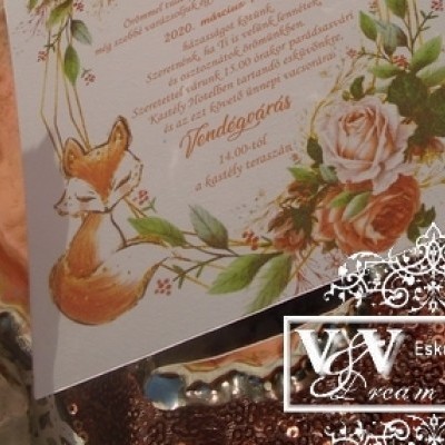 Kártyás esküvői megívó a Kis herceg rókájáva