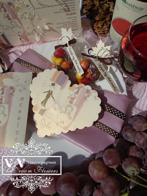Esküvői meghívók , menükártyák és egyéb különlegességek szőlős-boros esküvőkre